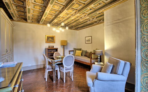 Unterkunft Cappella: Esszimmer, Küche, Wohnzimmer