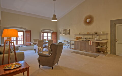 Unterkunft Montegufoni 27: Esszimmer, Küche, Wohnzimmer