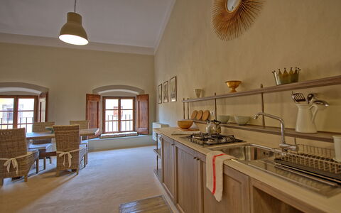 Unterkunft Montegufoni 27: Esszimmer, Küche, Wohnzimmer