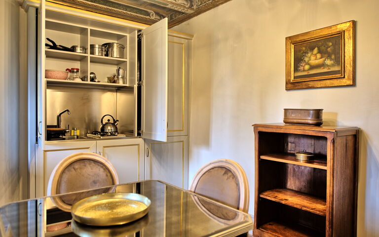 Unterkunft Cappella: Esszimmer, Küche, Wohnzimmer