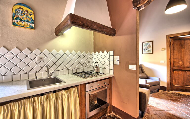 Unterkunft Montegufoni 19b: Esszimmer, Küche, Wohnzimmer