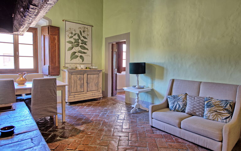 Unterkunft Montegufoni 29: Esszimmer, Küche, Wohnzimmer