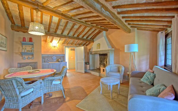 Unterkunft Montegufoni 11: Esszimmer, Küche, Wohnzimmer