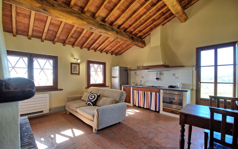 Unterkunft Fornacino 6: Küche, Wohnzimmer