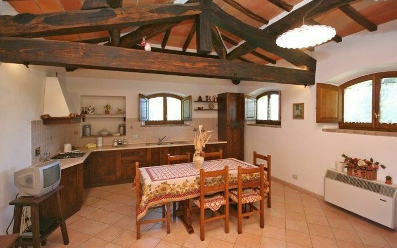 Unterkunft Pienza b: Esszimmer, Küche, Wohnzimmer