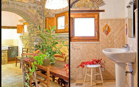 Unterkunft Adamo Ed Eva: Bad, Esszimmer, Küche, Wohnzimmer