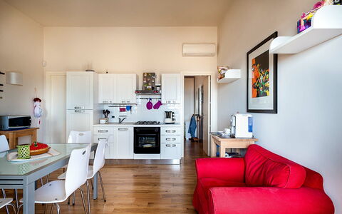 Unterkunft Vela: Esszimmer, Küche, Wohnzimmer