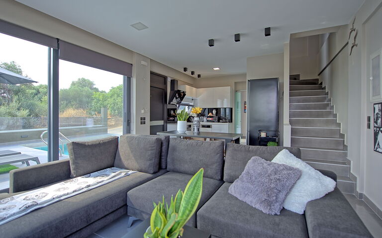 Villa Popi: Küche, Wohnzimmer