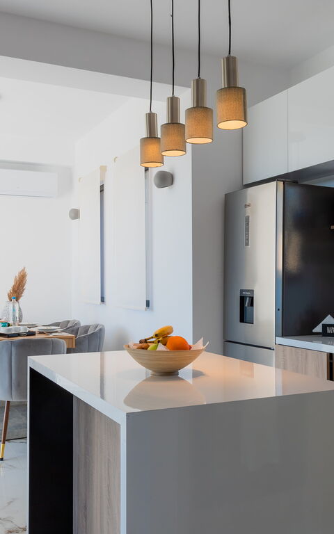 Villa Olivum: Küche, Wohnzimmer