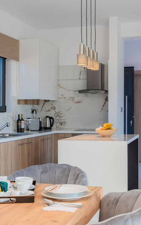 Villa Olivum: Küche, Wohnzimmer