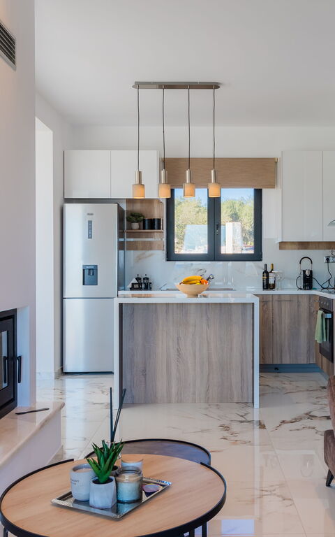 Villa Olivum: Küche, Wohnzimmer