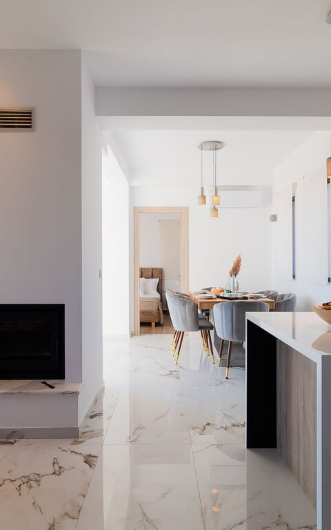 Villa Olivum: Küche, Wohnzimmer