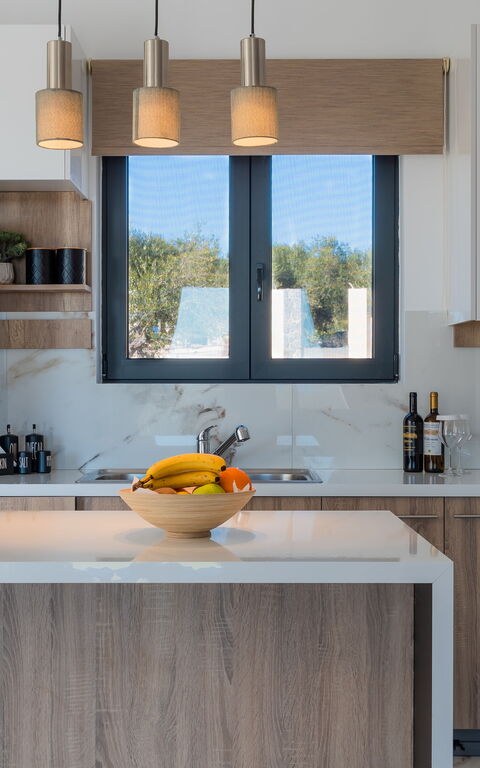 Villa Olivum: Küche, Wohnzimmer