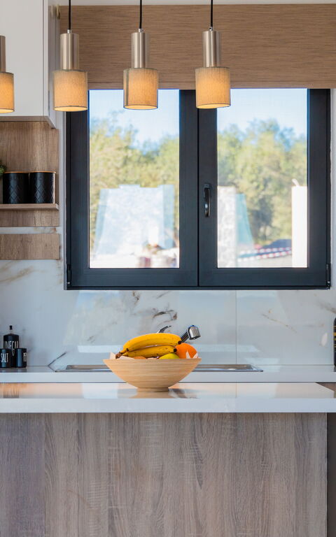 Villa Olivum: Küche, Wohnzimmer