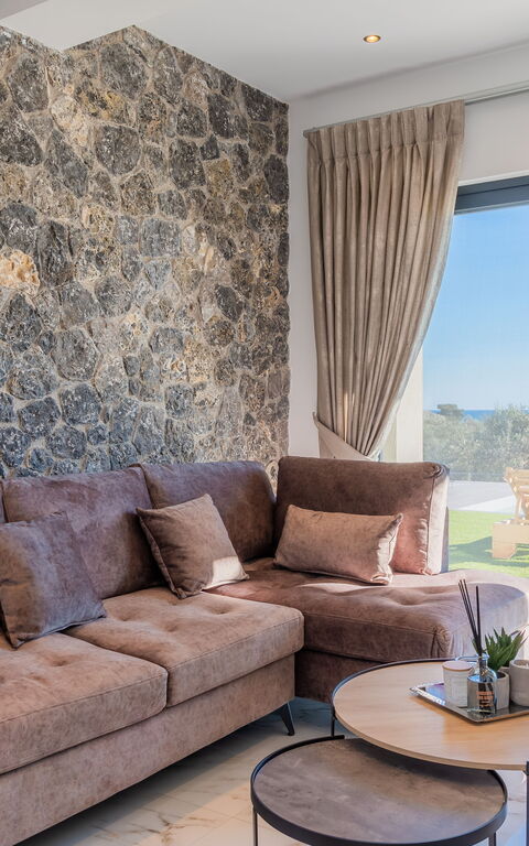 Villa Olivum: Küche, Wohnzimmer