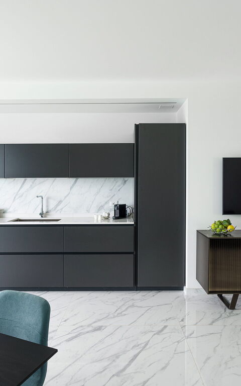 Villa Hermes: Küche, Wohnzimmer