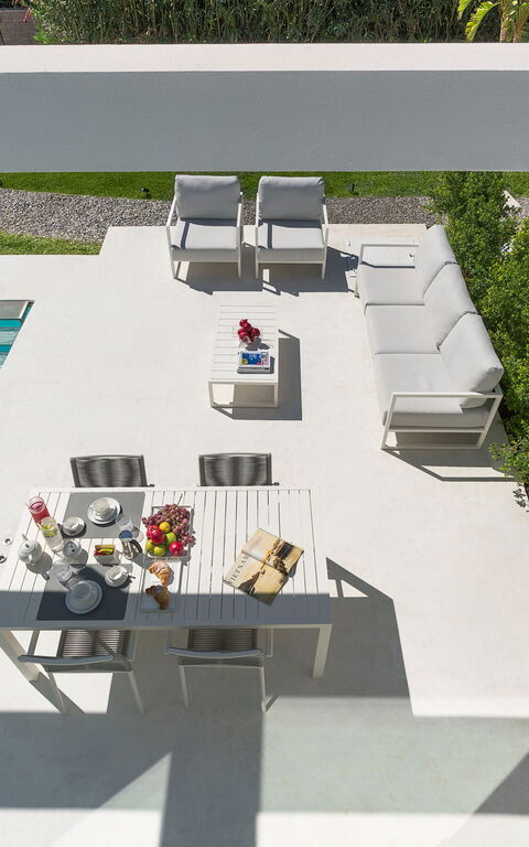 Villa Gadir: Außen, Balkon / Terrasse / Patio, Draussen, Essen, Schwimmbad