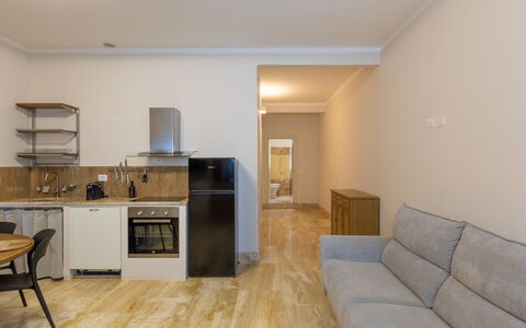 Unterkunft Borgo Ariano 19: Esszimmer, Küche, Wohnzimmer