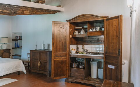 Unterkunft Loggetta: Küche, Schlafzimmer